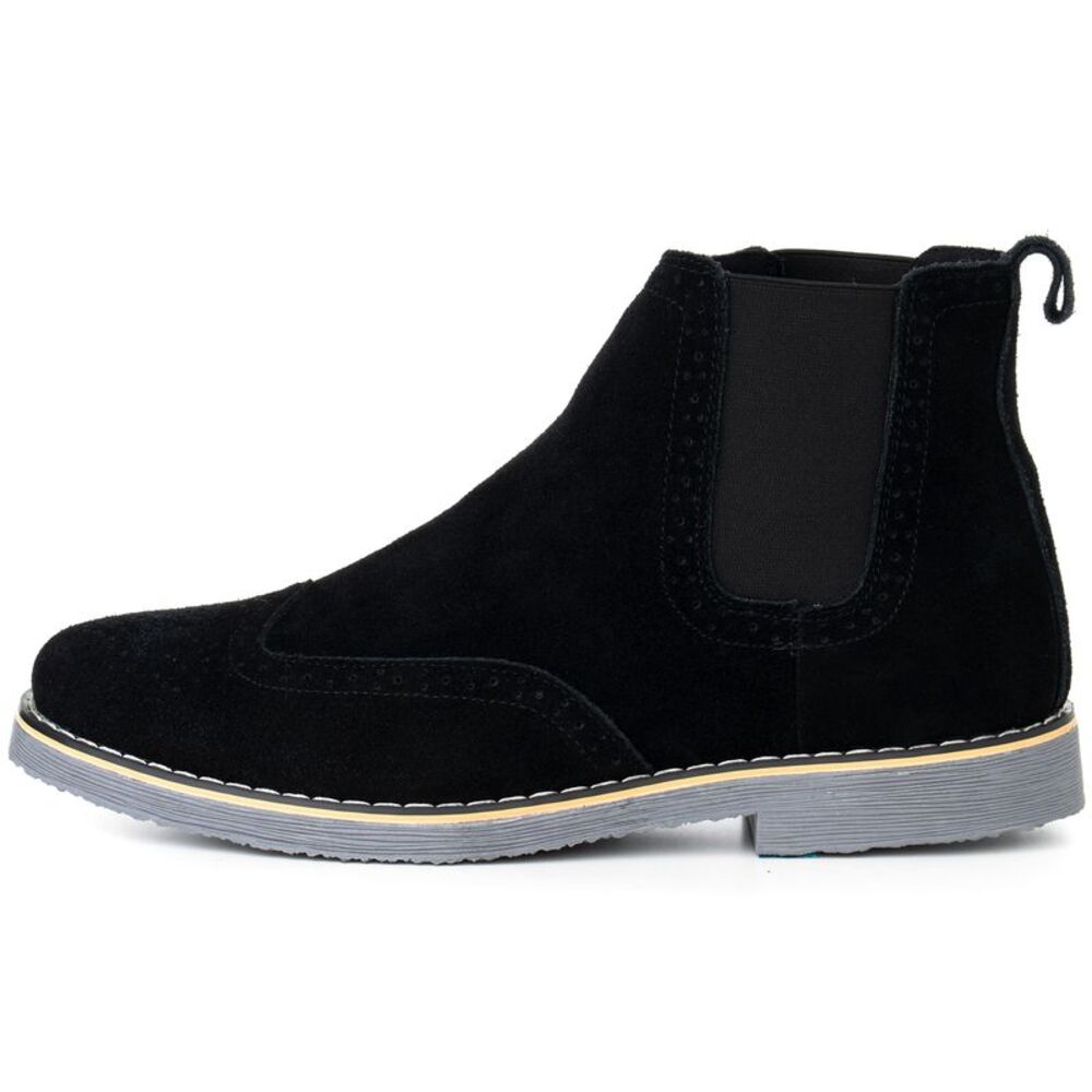 Alpine Swiss Mens Chelsea Boots Genuine Suede Dress Ankle Boots Wingtip Shoes - Picture 2 of 6